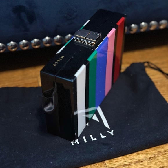 🤩NEW Date Night Milly DESIGNER Bag, Multi Colors, Gold Clasp, w/Dust Bag - Picture 3 of 10